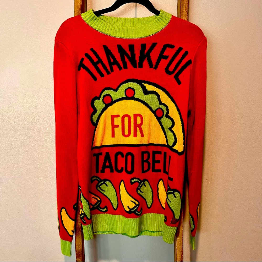 Tipsy Elves THANKFUL FOR TACO BELL | ugly holiday sweater | Taco Bell exclusive